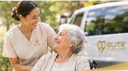 Caregiver supporting senior